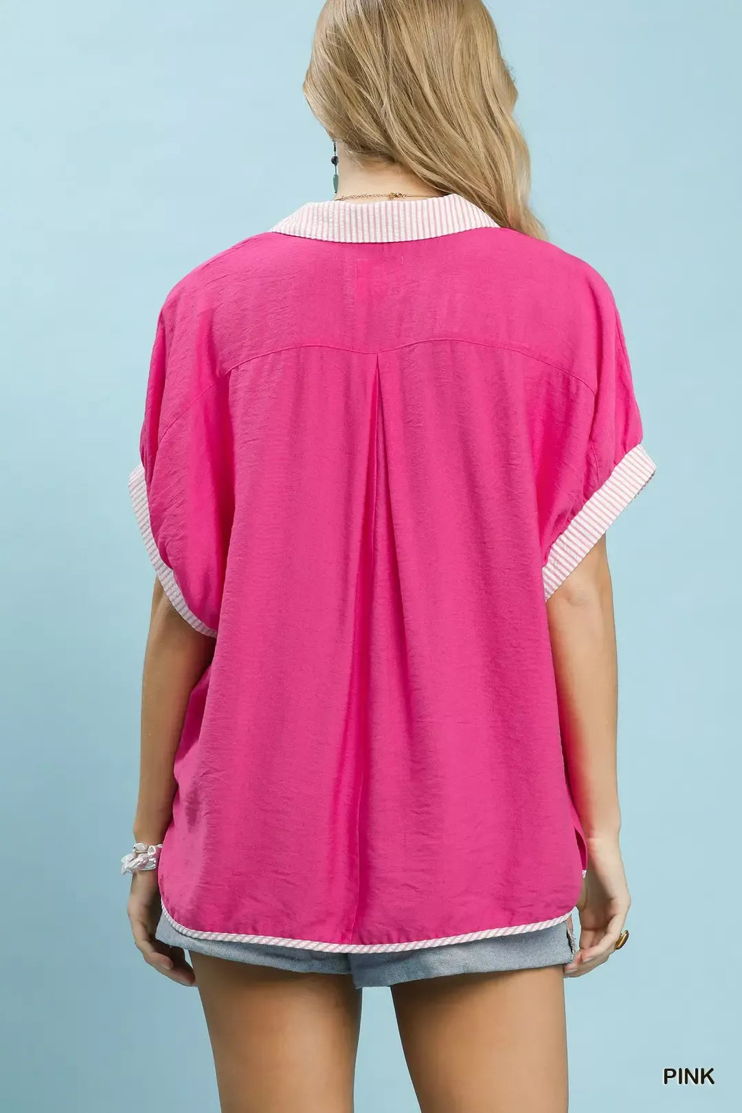 UMGEE Oversized Contrast Stripe Trim Top **DEBUT SALE** on Simply Obsessed