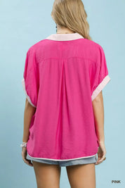 UMGEE Oversized Contrast Stripe Trim Top **DEBUT SALE** on Simply Obsessed