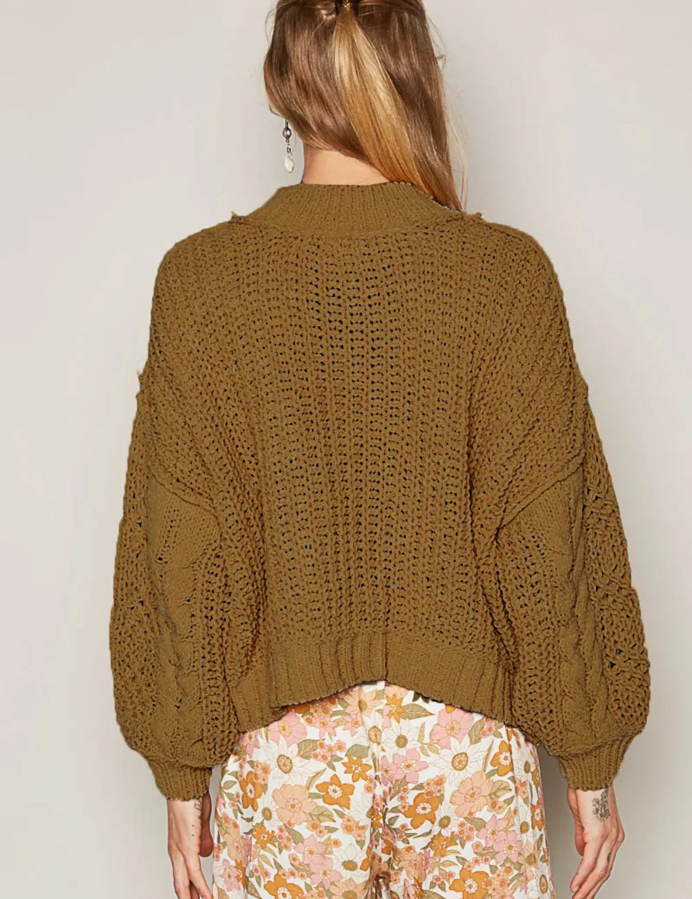 POL Mock Neck Cable Knit Sweater on Simply Obsessed