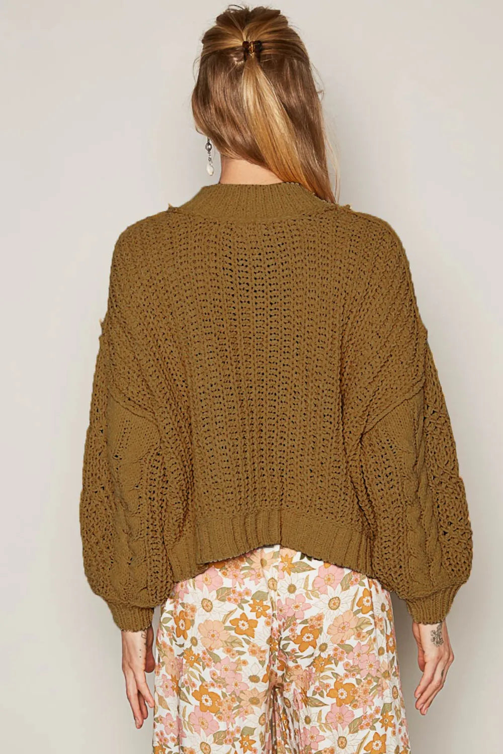 POL Mock Neck Cable Knit Sweater on Simply Obsessed