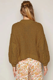 POL Mock Neck Cable Knit Sweater on Simply Obsessed