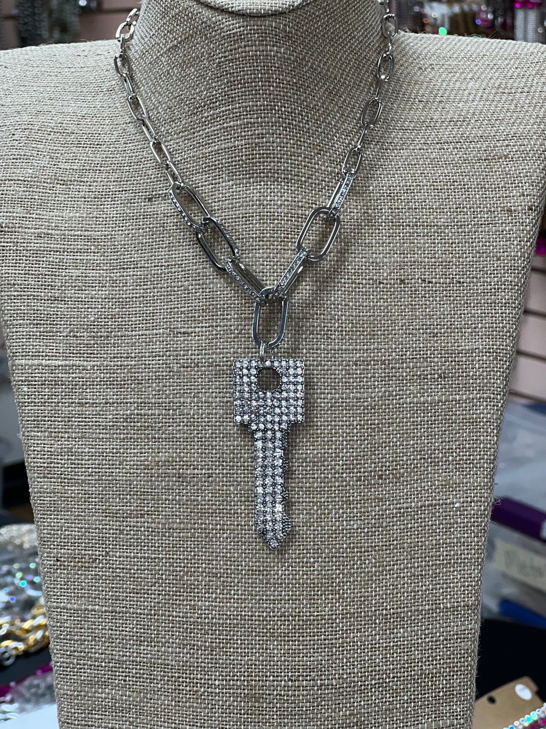 ATG Silver Key Chain Necklace on Simply Obsessed