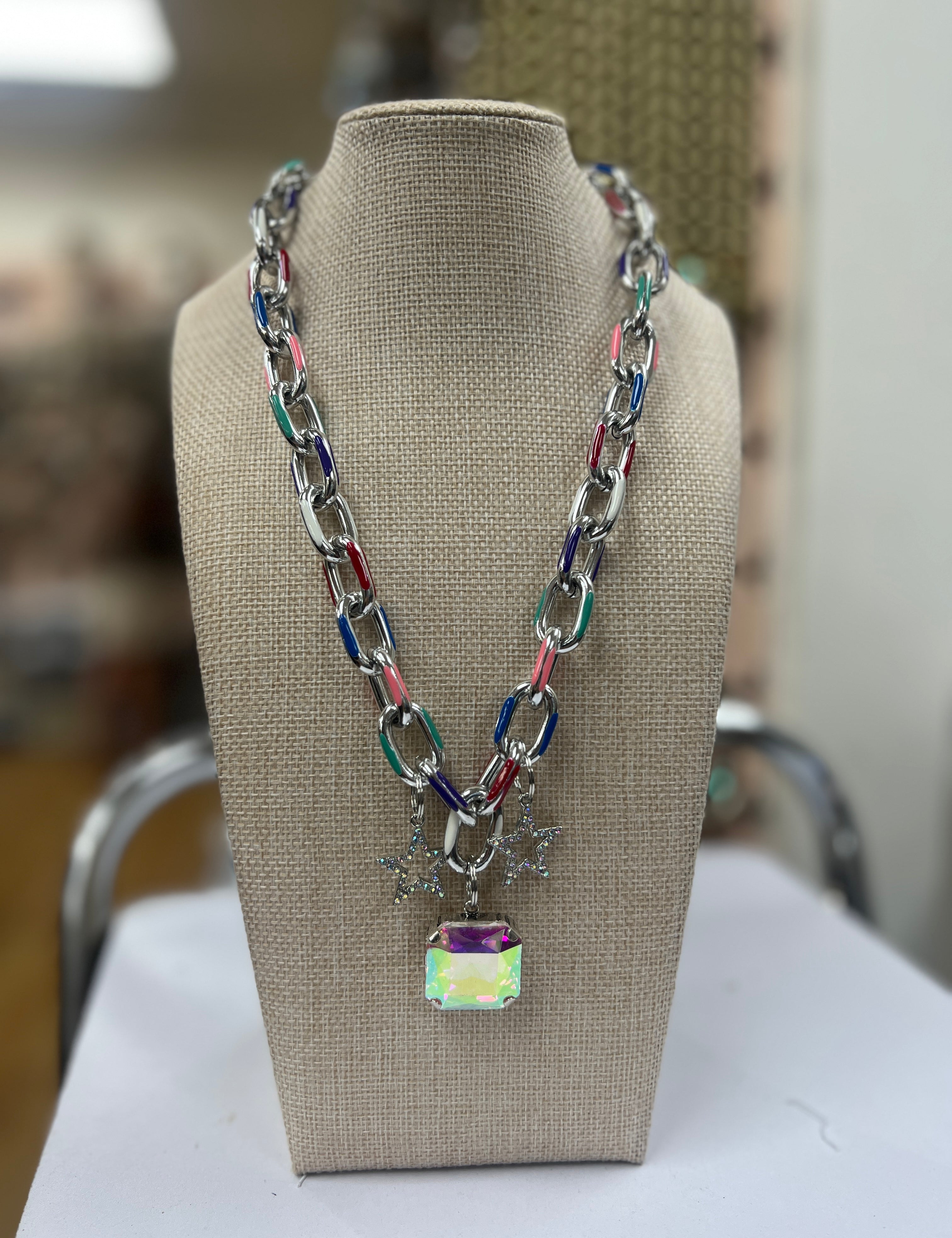 ATG Bling Star Charm Multi Chain Necklace on Simply Obsessed