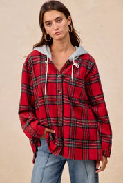 BIBI Brushed Plaid Hooded Jacket on Simply Obsessed
