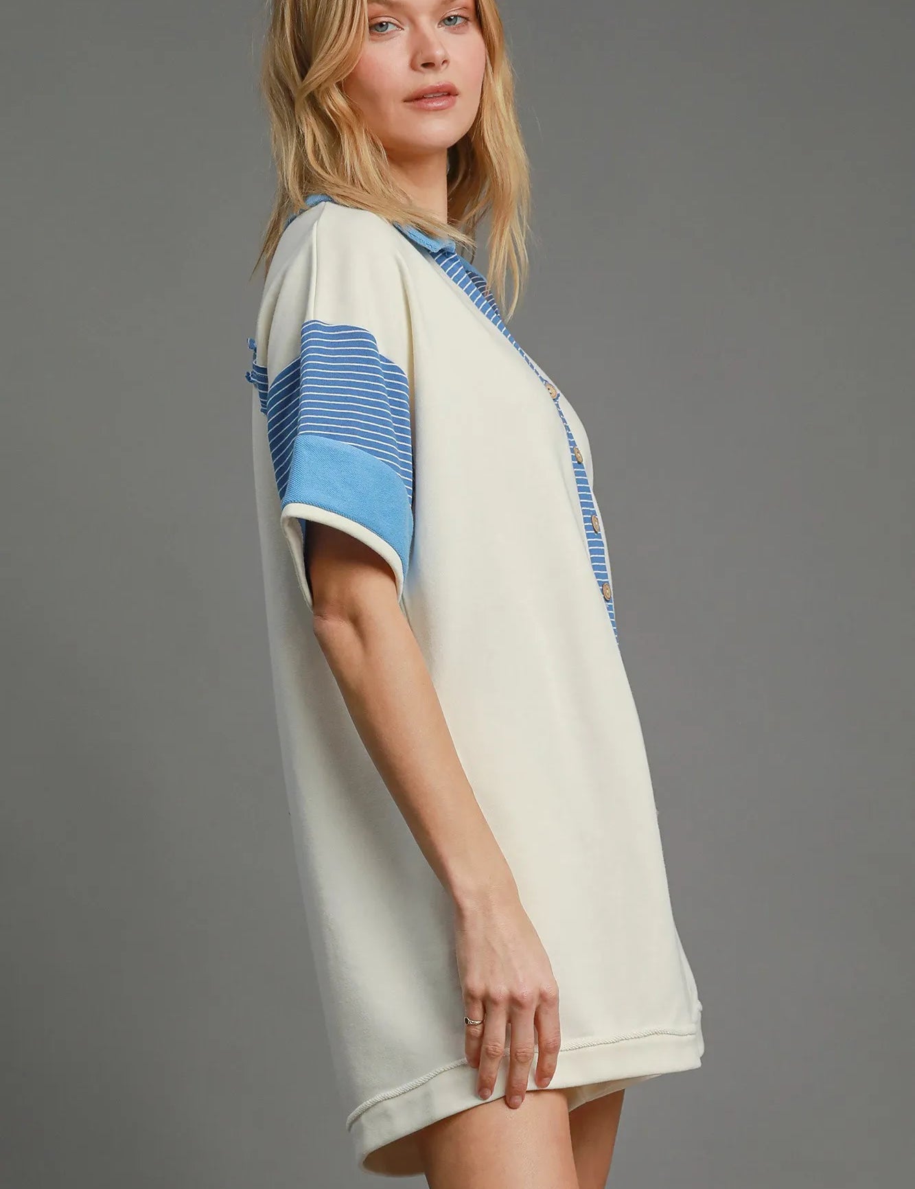 Umgee French Terry Collared Colorblock Romper on Simply Obsessed