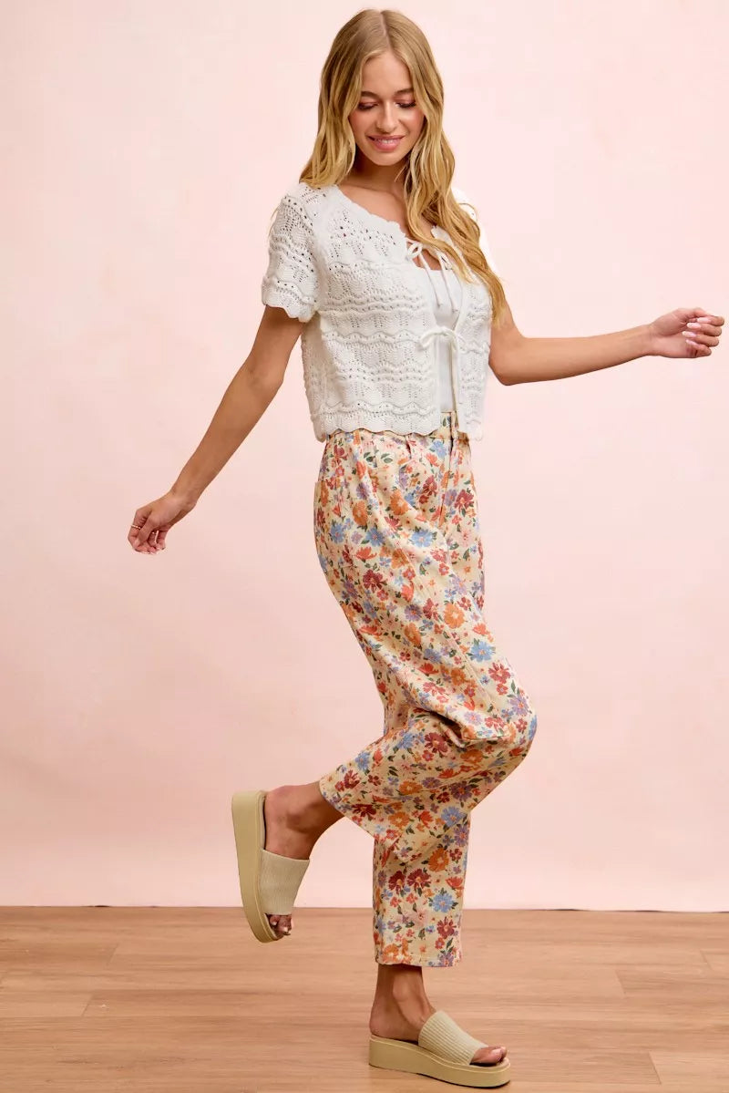 BIBI Washed Floral Printed Twill Barrel Pants **FALL DEBUT SALE** on Simply Obsessed