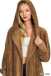ZENANA Hooded Faux Fur Jacket with Pockets on Simply Obsessed