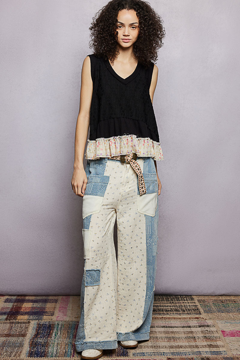 POL Floral Print V-Neck Textured Tank **SALE** on Simply Obsessed