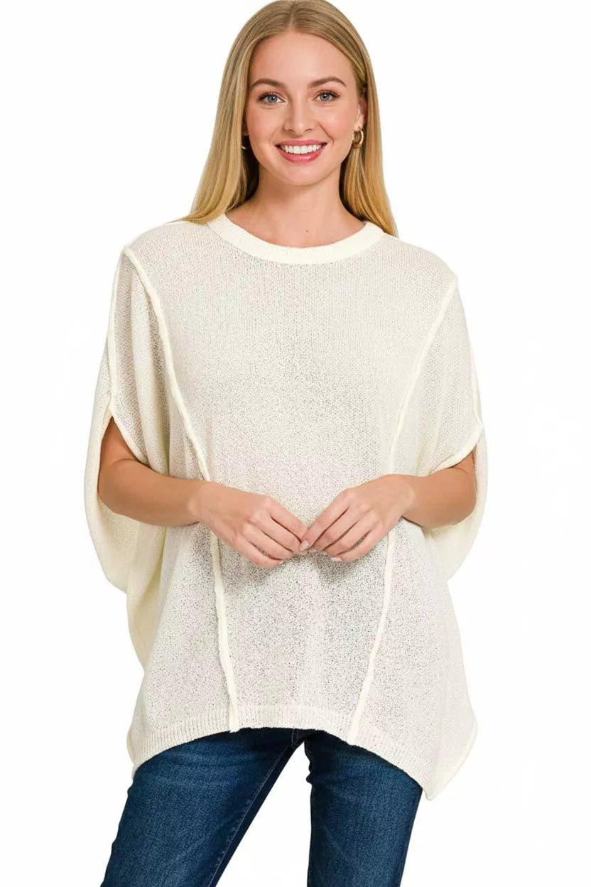Zenana Drop Shoulder Short Sleeve Knit Top on Simply Obsessed