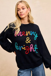 BIBI Tinsel Lettering Christmas Sweater on Simply Obsessed