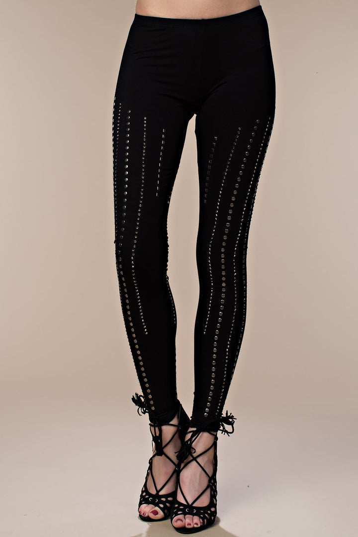 VOCAL Low Rise Ankle Length Leggings with Studs