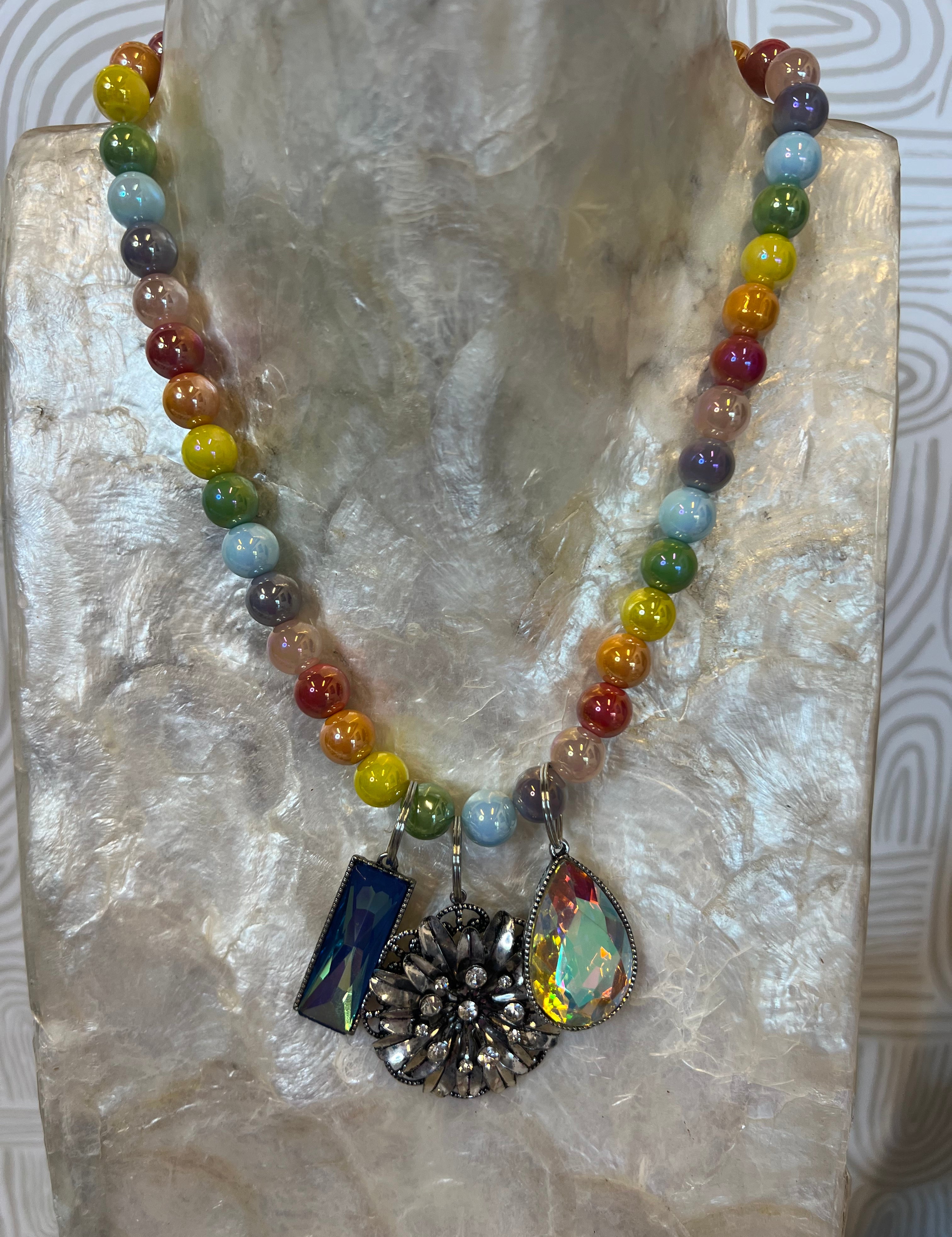 JEWELRY SALE 3 Charm Necklace on Multi Beaded Chain on Simply Obsessed