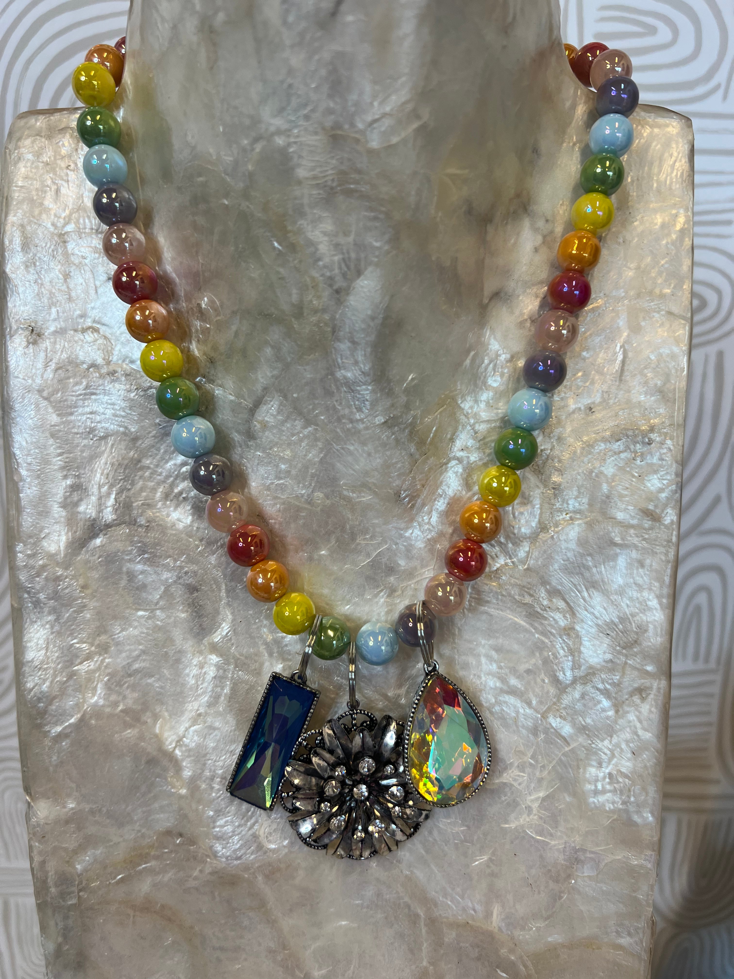 JEWELRY SALE 3 Charm Necklace on Multi Beaded Chain on Simply Obsessed
