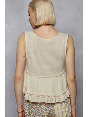 POL Sleeveless Contrast Cropped Babydoll Top on Simply Obsessed