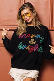 BIBI Tinsel Lettering Christmas Sweater on Simply Obsessed