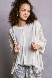 POL Short Sleeve Hoodie Top with Lace Detail on Simply Obsessed