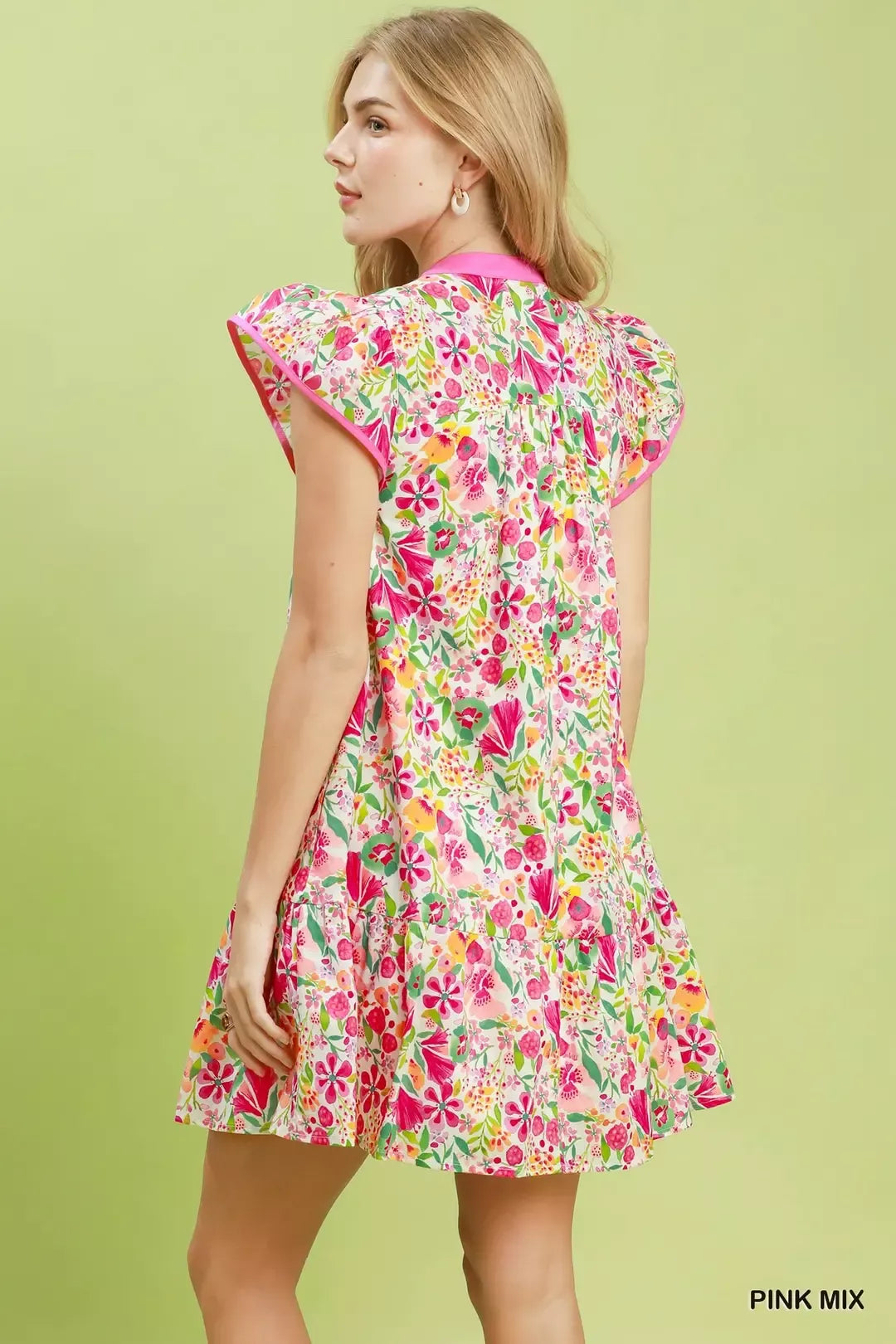 UMGEE Floral Flutter Sleeve Tiered Mini Dress on Simply Obsessed