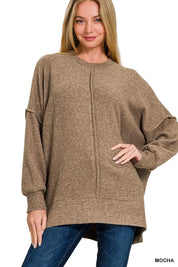 ZENANA Brushed Melange Hacci Oversized Sweater on Simply Obsessed