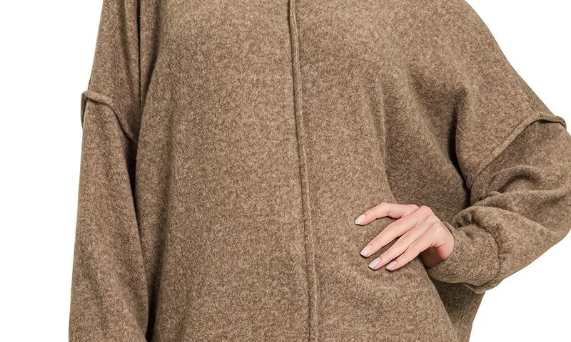 ZENANA Brushed Melange Hacci Oversized Sweater on Simply Obsessed