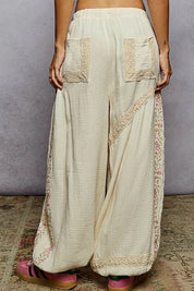 POL Floral Embroidered Drawstring Joggers with Lace Trim on Simply Obsessed