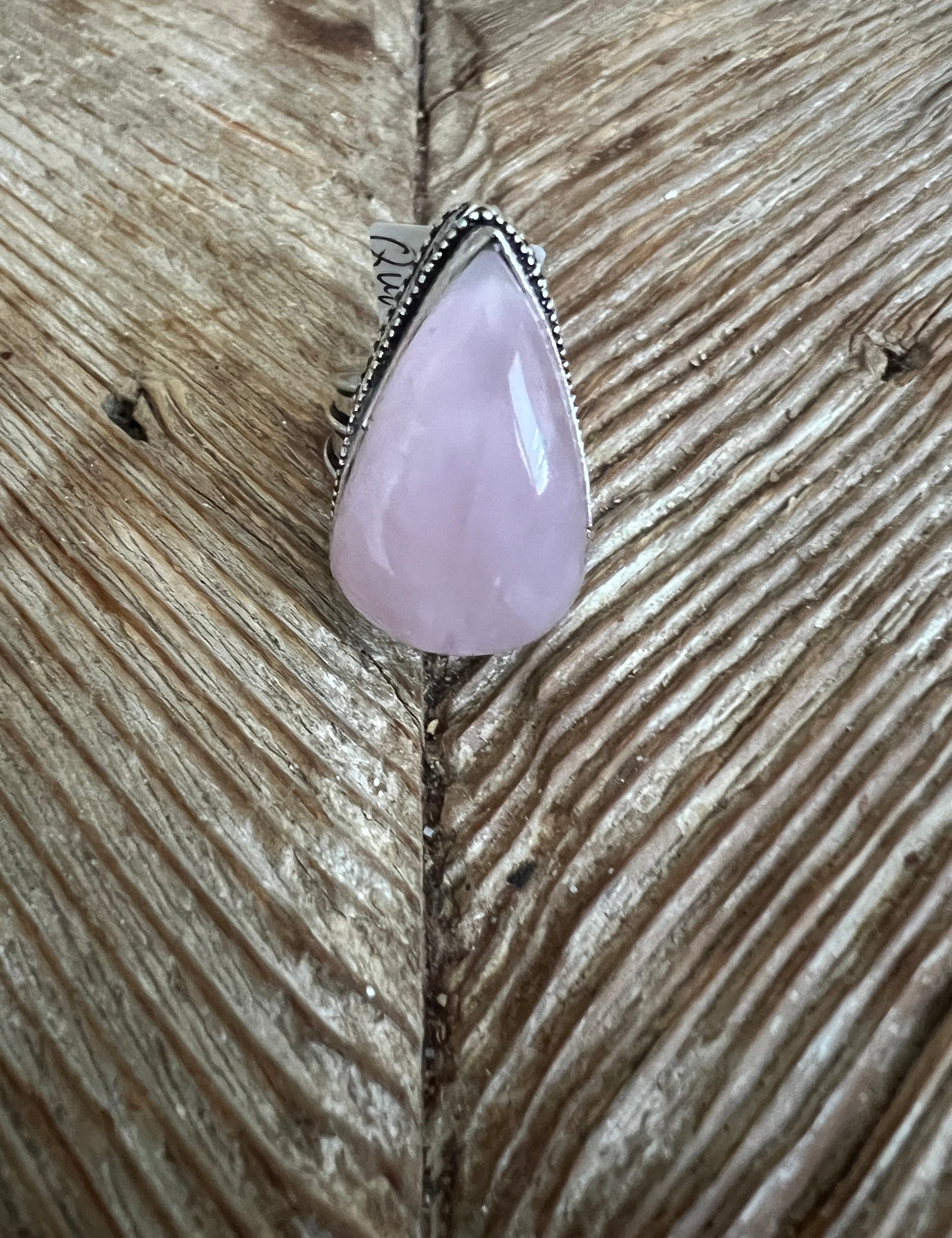 #18 One of a Kind Rose Quartz Turkish Silver Ring (Size 8) on Simply Obsessed