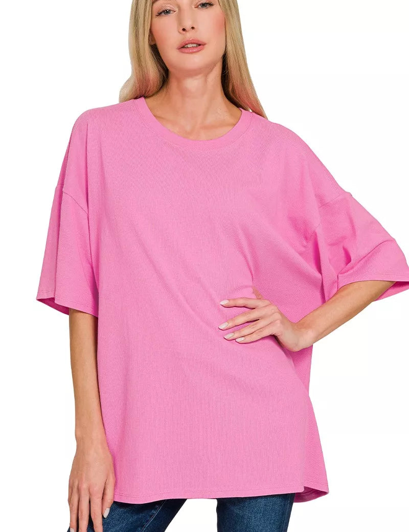 ZENANA Cotton Short Sleeve Oversized Tunic Tee on Simply Obsessed