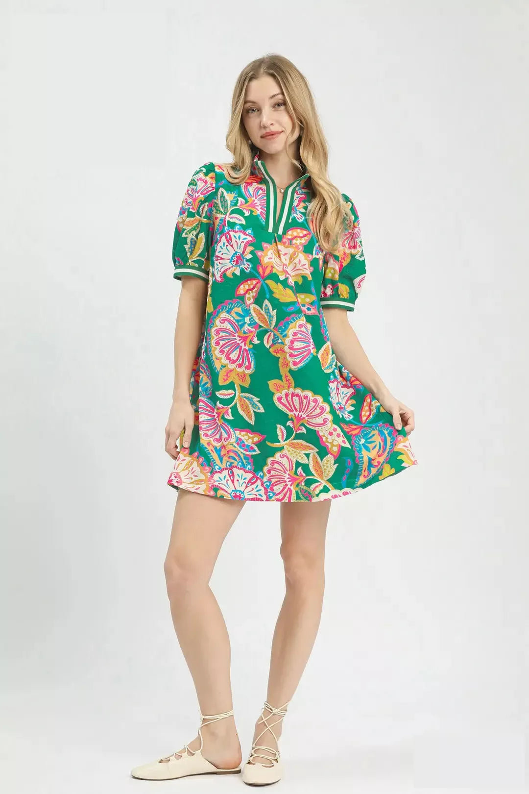 UMGEE Jacquard Paisley Print Puff Sleeve Tunic Dress **DEBUT SALE** on Simply Obsessed