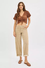 RISEN High Rise Crop Barrel Cordurory Pants on Simply Obsessed
