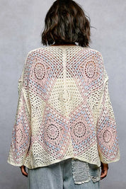 POL Open Front Crochet Cardigan with Granny Square Pattern on Simply Obsessed