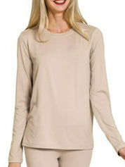 ZENANA Microfiber Round Neck Top and Leggings Set on Simply Obsessed
