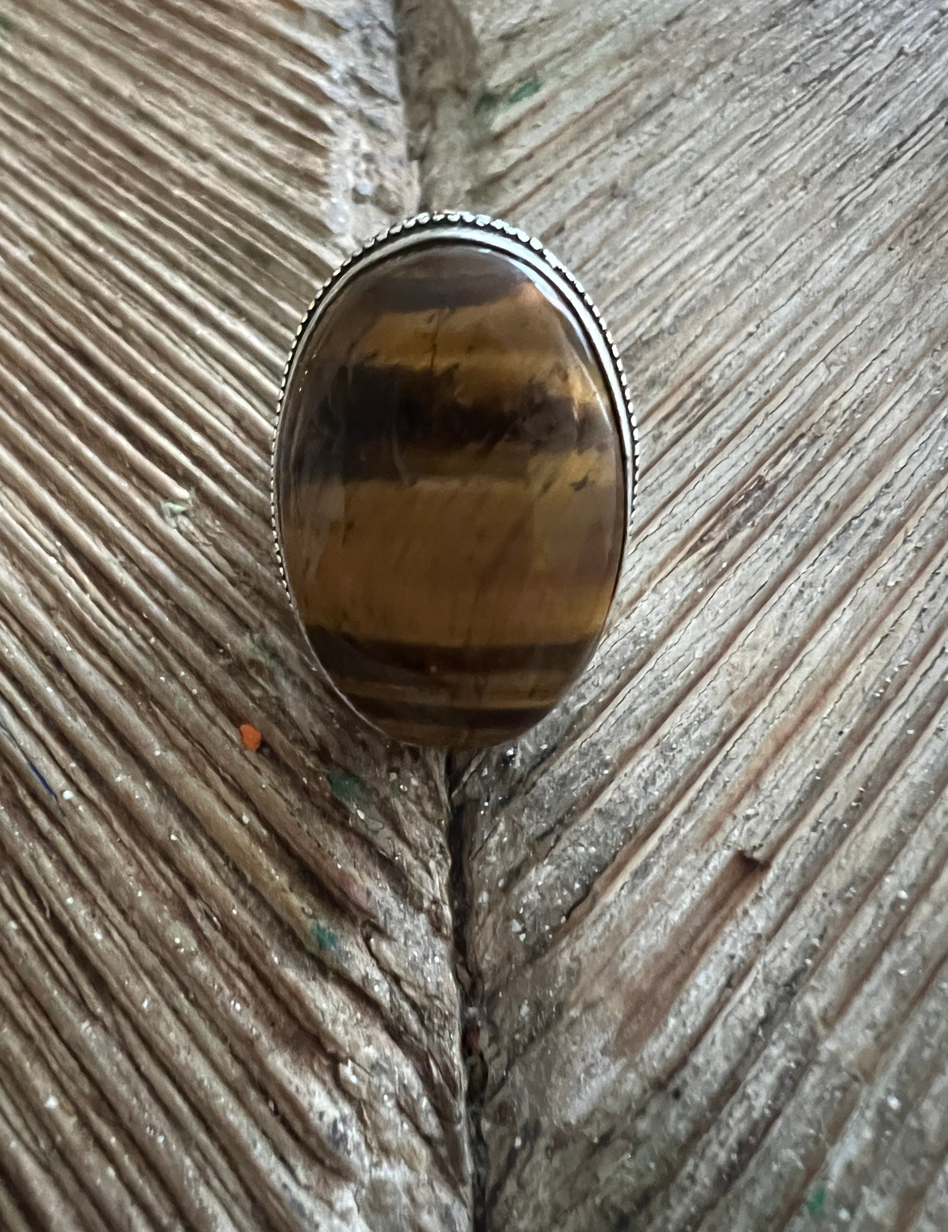 #19 One of a Kind Tiger Eye Turkish Silver Ring (Size 7) on Simply Obsessed