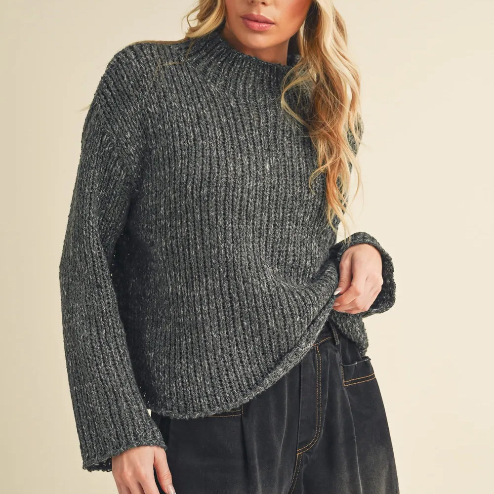 Aemi + Co Mock Neck Long Sleeve Sweater on Simply Obsessed