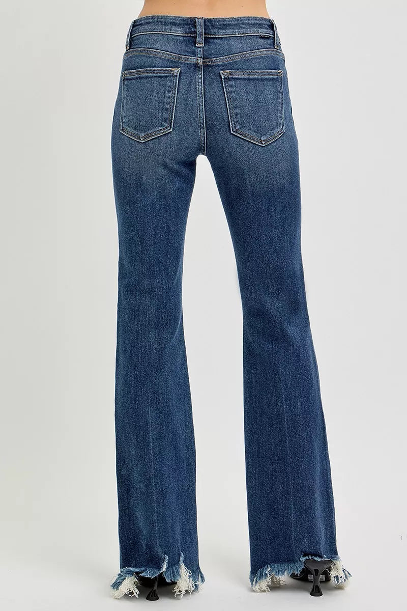 RISEN Full Size Mid Rise Flare Frayed Hem Jeans Plus Size on Simply Obsessed