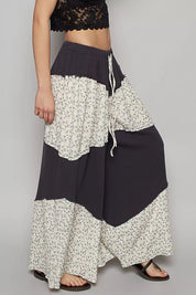 POL Contrast Floral Drawstring Wide Leg Pants on Simply Obsessed