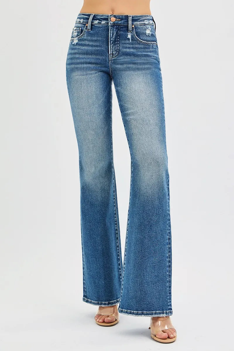 RISEN Full Size Tummy Control High Rise Flare Jeans Plus Size on Simply Obsessed