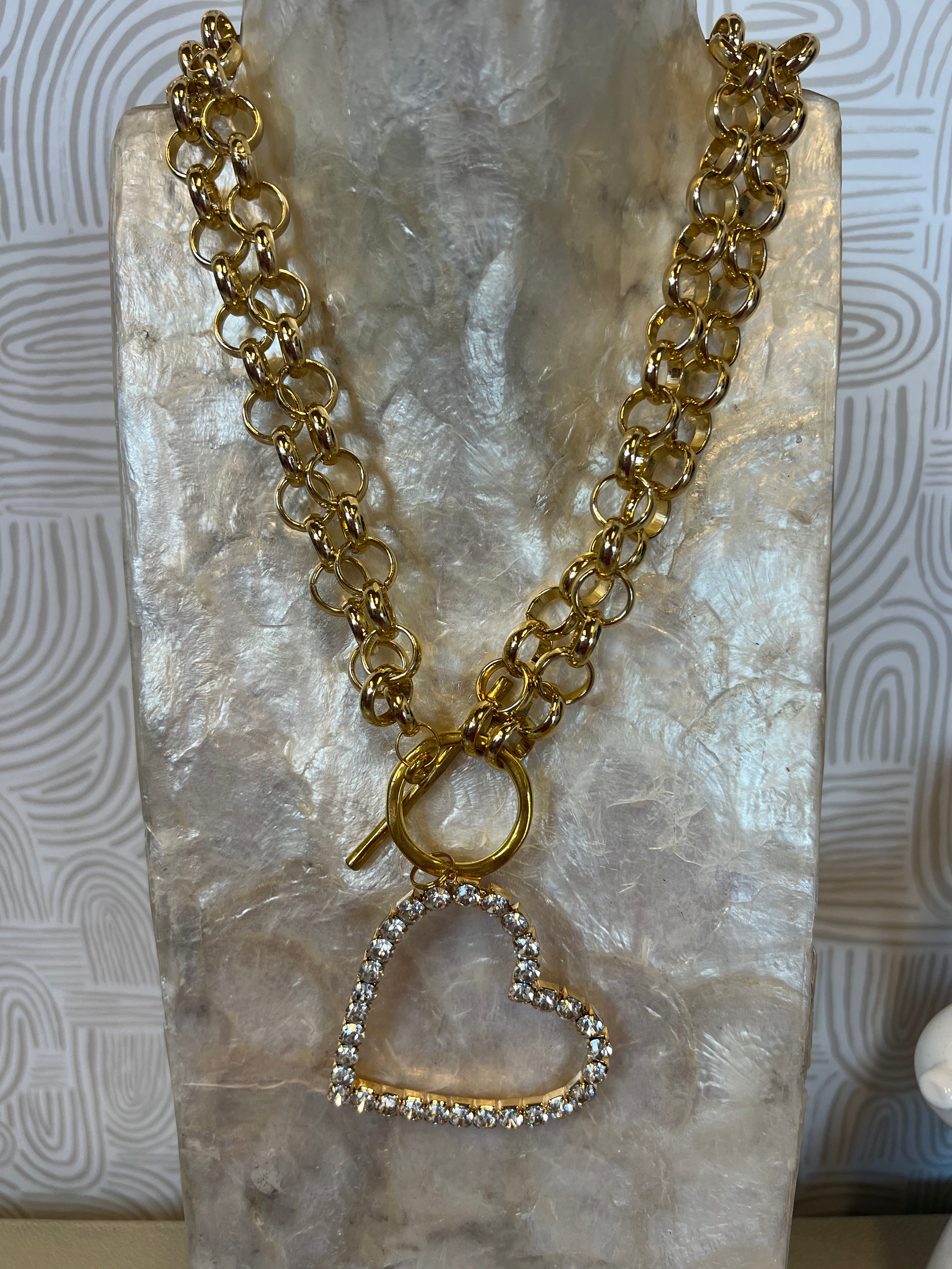 JEWELRY SALE Bling Heart On Double Chain Necklace on Simply Obsessed
