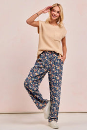 BiBi Washed Floral Print Wide Leg Jeans on Simply Obsessed