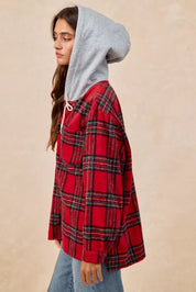 BIBI Brushed Plaid Hooded Jacket on Simply Obsessed