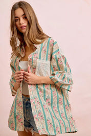 BIBI Eyelet Lace And Floral Mix And Match Shirt Top on Simply Obsessed
