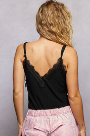 POL Lace Detail V-Neck Ribbed Cami on Simply Obsessed