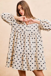 BIBI Polka Dot Corduroy Collared V Neck Dress on Simply Obsessed