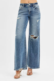 RISEN Tummy Control Mid Rise Fit Wide Jeans on Simply Obsessed