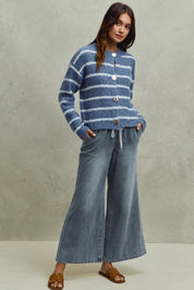 SO ME Mid Rise Elastic Waist Flare Denim Jeans on Simply Obsessed