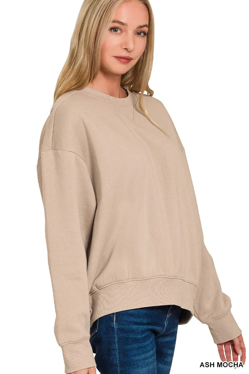 ZENANA Fleece Long Sleeve Sweatshirts & Shorts Set on Simply Obsessed