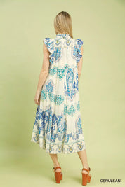 UMGEE Boho Boarder Print Ruffle Midi Dress on Simply Obsessed
