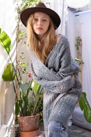 POL Distressed Cable-Knit Ombre Dying Cardigan on Simply Obsessed