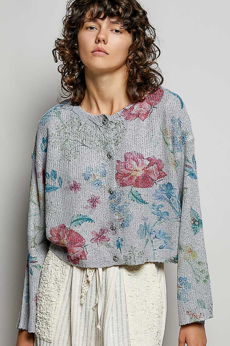 POL Floral Print Button-Down Knit Cardigan on Simply Obsessed