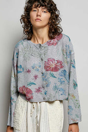 POL Floral Print Button-Down Knit Cardigan on Simply Obsessed