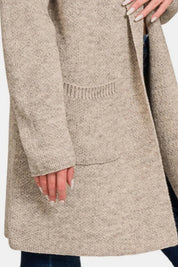 ZENANA Hooded Open Front Sweater Cardigan on Simply Obsessed