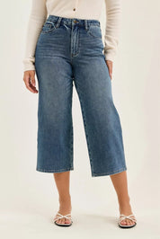 JUDY BLUE High Waist "Dottie" Wide Crop Md Quarry Fade Jeans on Simply Obsessed